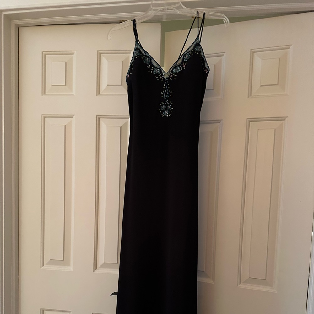 Black beaded gown Long Black (Petite Women)